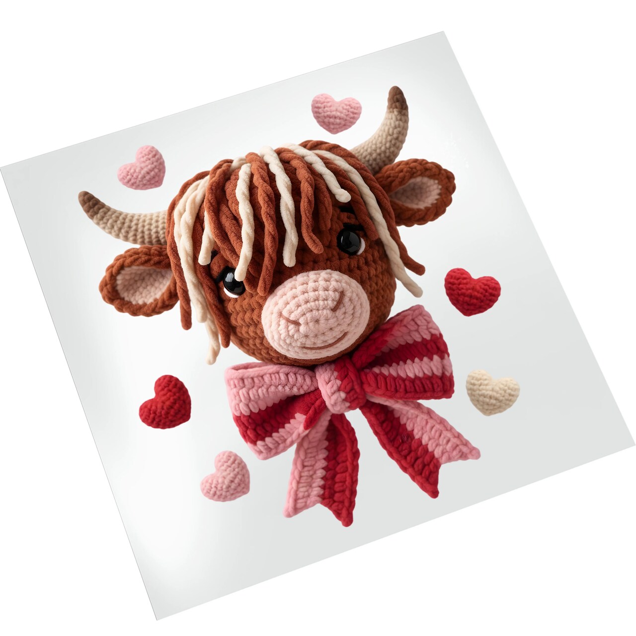 Highland Cow Pink Bow - Valentine DTF Transfer Ready To Press